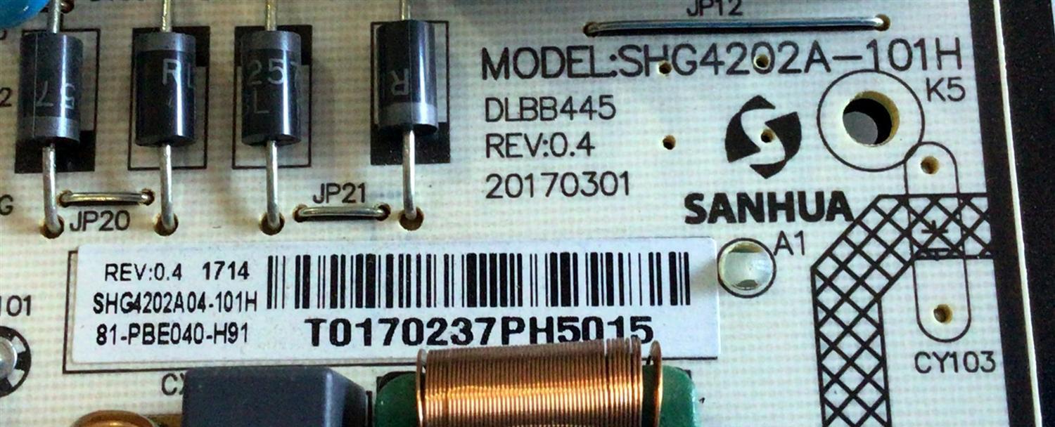 KIT DE TARJETAS PARA TV TCL / NUMERO DE PARTE MAIN T8-43NA3R-MA1 / 40-UX3801-MAB2HG / V8-UX38001-LF1V028 / UX38L / FUENTE  81-PBE040-H91 / SHG4202A-101H / DLBB445 / 20170301 / SHG4202A04-101H / CQC12001080504 / PANEL LVF430C50T / MODELO 43S303 - Imagen 2